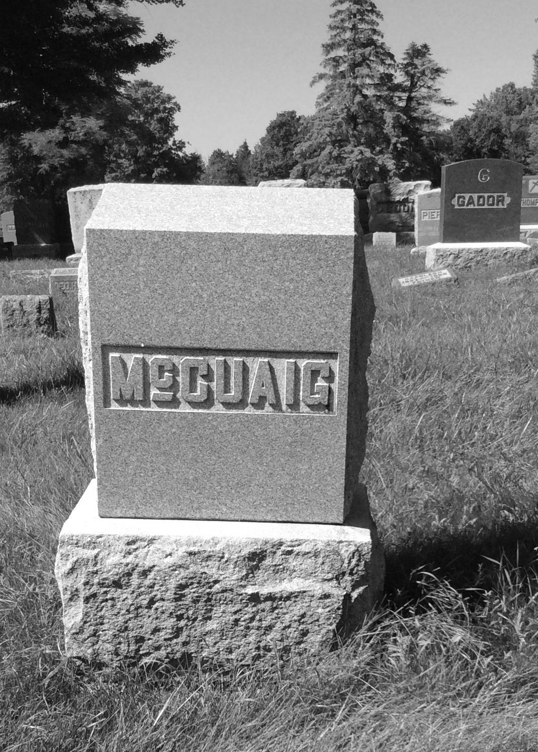 Photo of headstones/John c McQuaig, d1919 hdstn, Elm Lawn Cem, Bay City, Michigan
